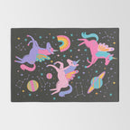 Space Unicorns - Neon Rainbow on Black Rug Gallery Image 2