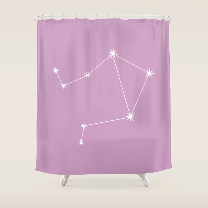 Libra Zodiac Star Constellation Line Art Pastel Lilac Shower Curtain Gallery Image 1