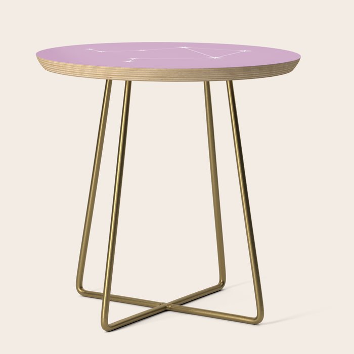 Libra Zodiac Star Constellation Line Art Pastel Lilac Side Table Gallery Image 1