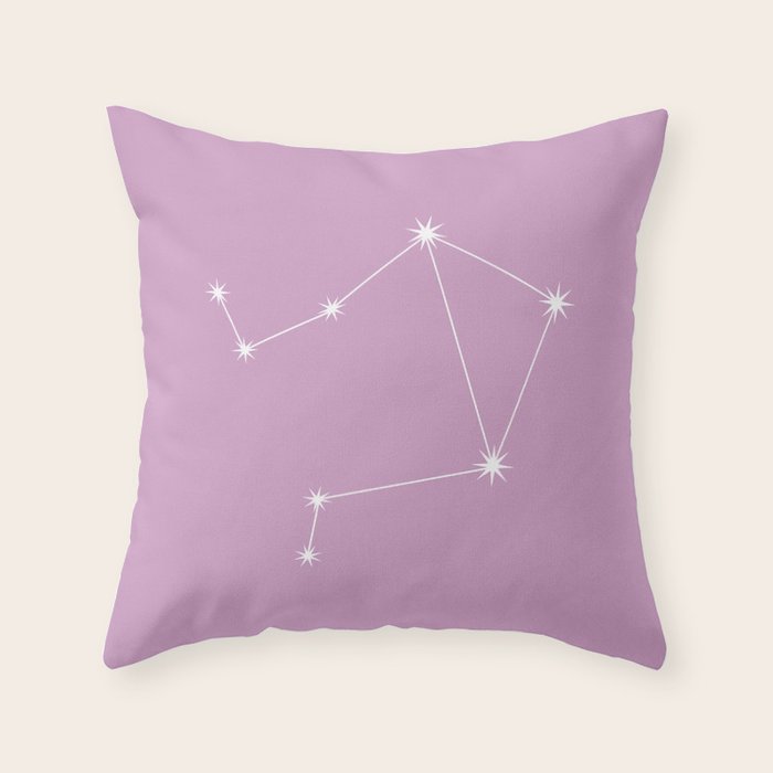 Libra Zodiac Star Constellation Line Art Pastel Lilac Throw Pillow Gallery Image 6