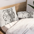 Tiger - Black & White Pillow Sham Gallery Image 2