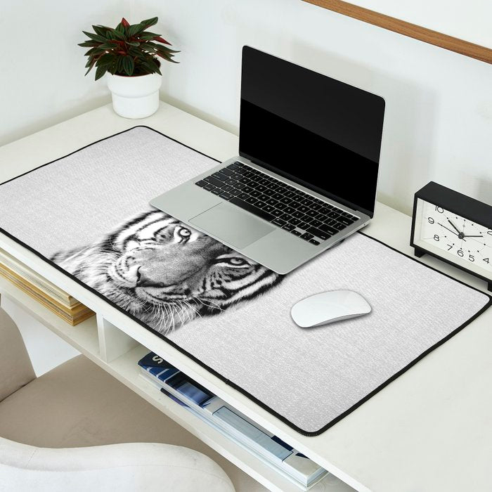 Tiger - Black & White Desk Mat Gallery Image 2