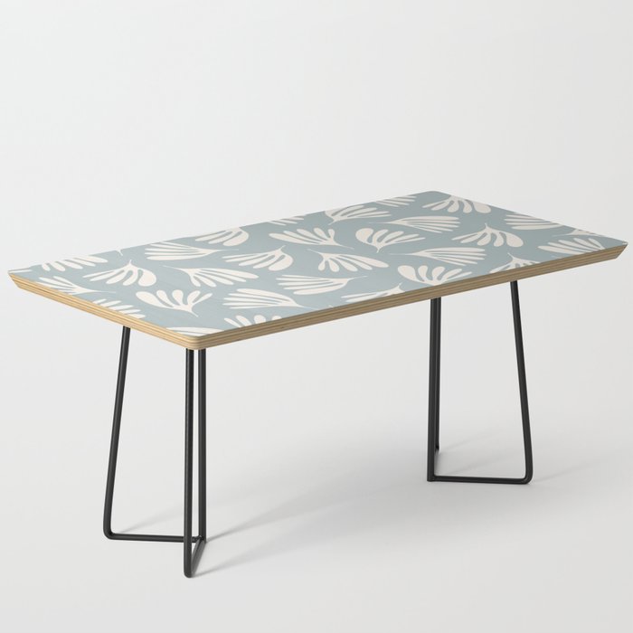Wispy Leaves Contemporary Abstract Pattern in Light Blue-Gray and Cream Coffee Table Gallery Image 1