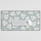 Wispy Leaves Contemporary Abstract Pattern in Light Blue-Gray and Cream Desk Mat Gallery Image 1