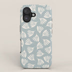 Wispy Leaves Contemporary Abstract Pattern in Light Blue-Gray and Cream iPhone Case Gallery Image 1
