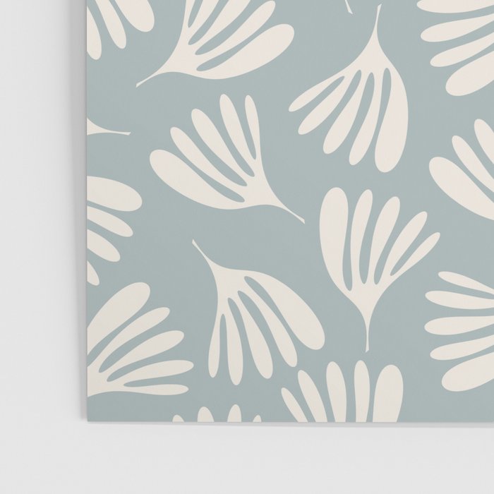 Wispy Leaves Contemporary Abstract Pattern in Light Blue-Gray and Cream Poster Gallery Image 3