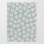 Wispy Leaves Contemporary Abstract Pattern in Light Blue-Gray and Cream Poster Gallery Image 4