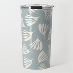 Wispy Leaves Contemporary Abstract Pattern in Light Blue-Gray and Cream Travel Mug Gallery Image 1
