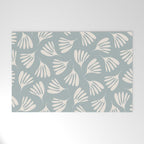 Wispy Leaves Contemporary Abstract Pattern in Light Blue-Gray and Cream Welcome Mat Gallery Image 1