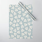 Wispy Leaves Contemporary Abstract Pattern in Light Blue-Gray and Cream Wrapping Paper Gallery Image 1