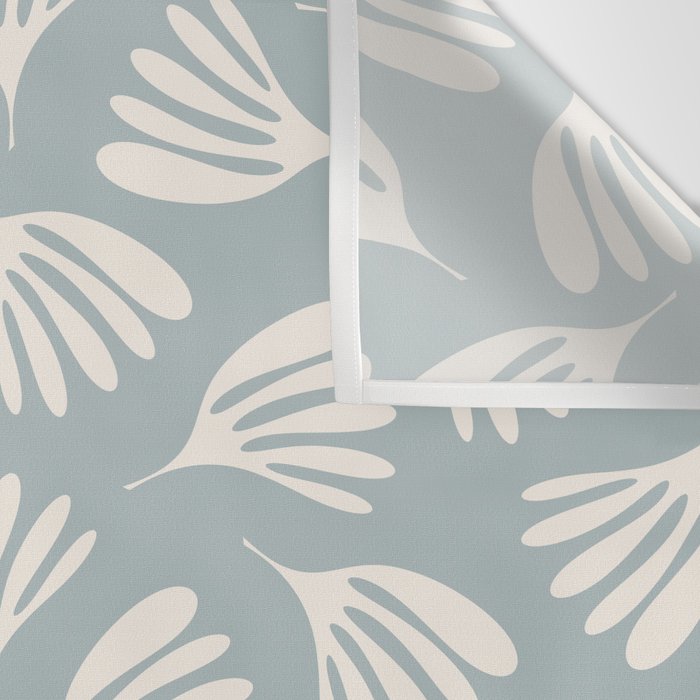 Wispy Leaves Contemporary Abstract Pattern in Light Blue-Gray and Cream Wall Tapestry Gallery Image 3