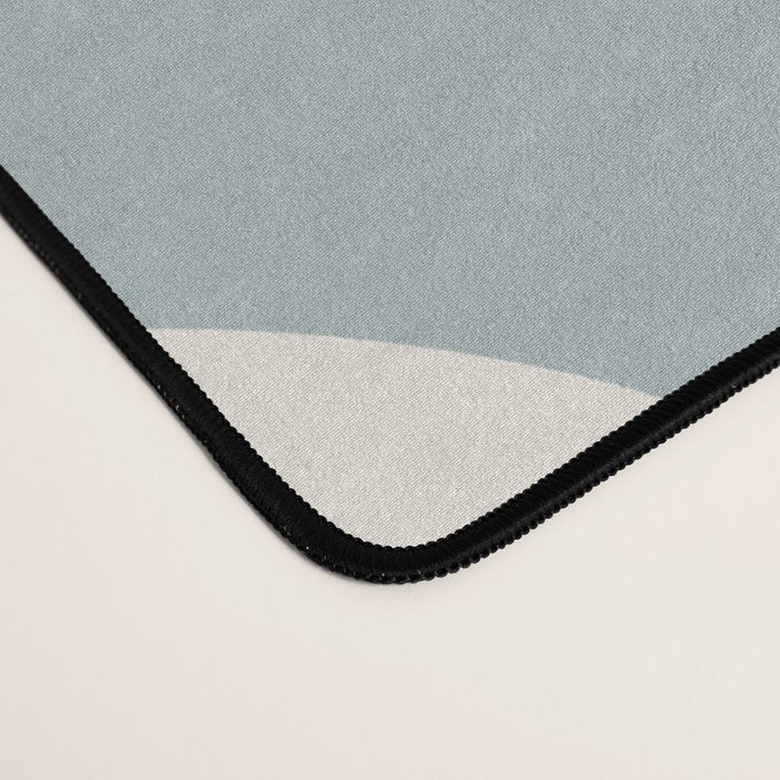 Wispy Leaves Contemporary Abstract Pattern in Light Blue-Gray and Cream Desk Mat Gallery Image 4