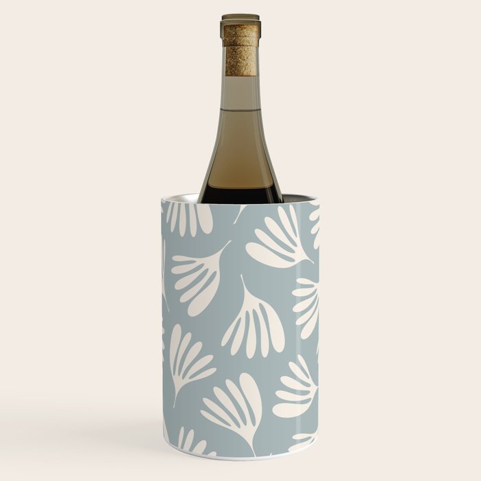 Wispy Leaves Contemporary Abstract Pattern in Light Blue-Gray and Cream Wine Chiller Gallery Image 2