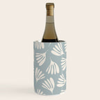 Wispy Leaves Contemporary Abstract Pattern in Light Blue-Gray and Cream Wine Chiller Gallery Image 2