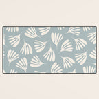 Wispy Leaves Contemporary Abstract Pattern in Light Blue-Gray and Cream Desk Mat Gallery Image 3