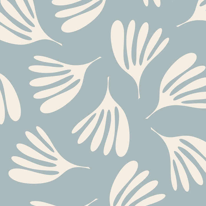 Wispy Leaves Contemporary Abstract Pattern in Light Blue-Gray and Cream Coffee Mug Gallery Image 2