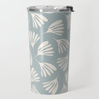 Wispy Leaves Contemporary Abstract Pattern in Light Blue-Gray and Cream Travel Mug Gallery Image 2