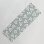 Wispy Leaves Contemporary Abstract Pattern in Light Blue-Gray and Cream Yoga Mat Gallery Image 1