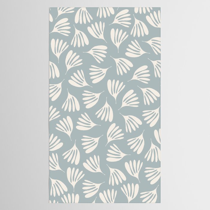 Wispy Leaves Contemporary Abstract Pattern in Light Blue-Gray and Cream Tablecloth Gallery Image 2