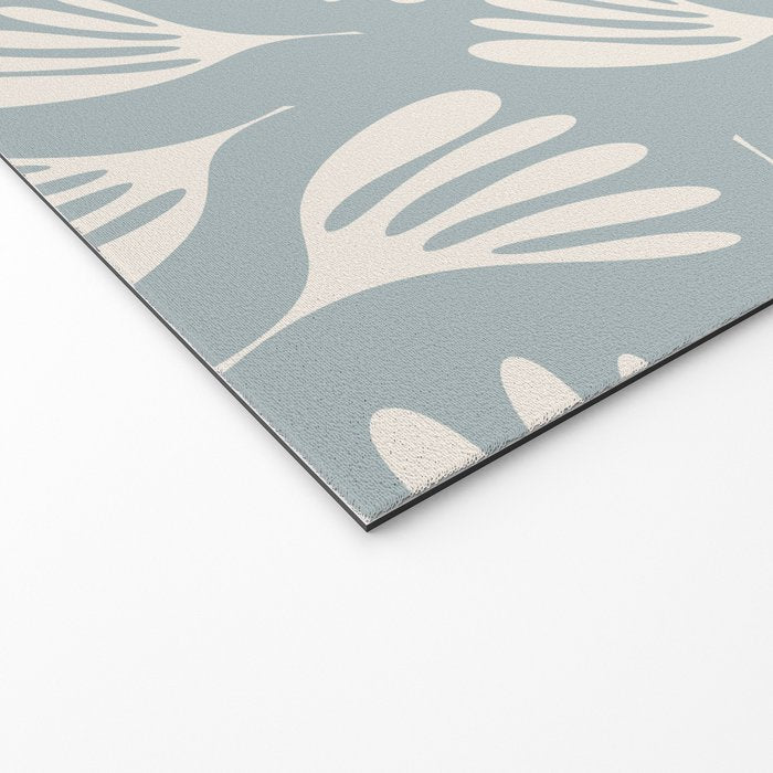 Wispy Leaves Contemporary Abstract Pattern in Light Blue-Gray and Cream Welcome Mat Gallery Image 2