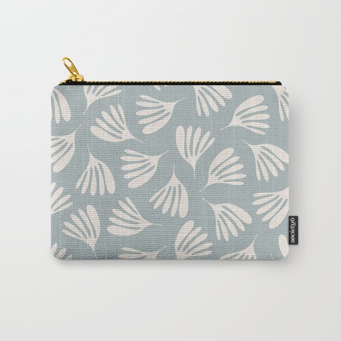 Wispy Leaves Contemporary Abstract Pattern in Light Blue-Gray and Cream Carry All Pouch Gallery Image 1