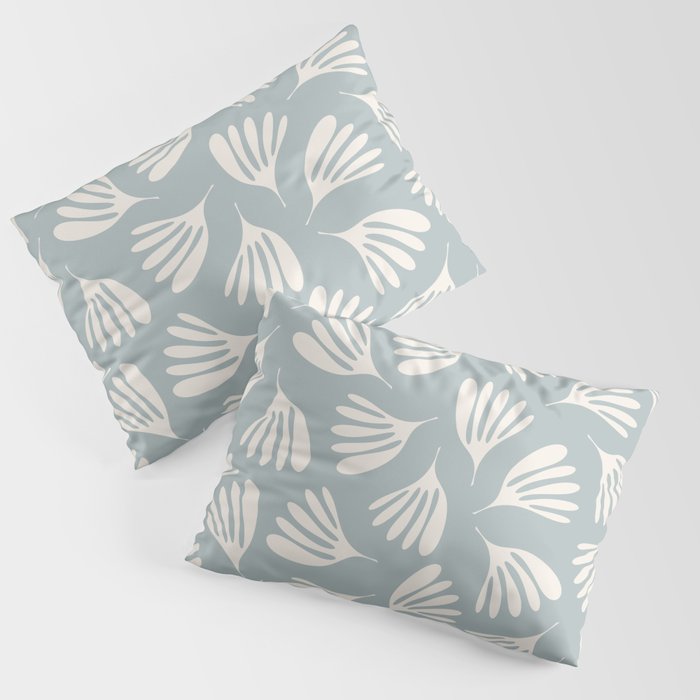 Wispy Leaves Contemporary Abstract Pattern in Light Blue-Gray and Cream Pillow Sham Gallery Image 3
