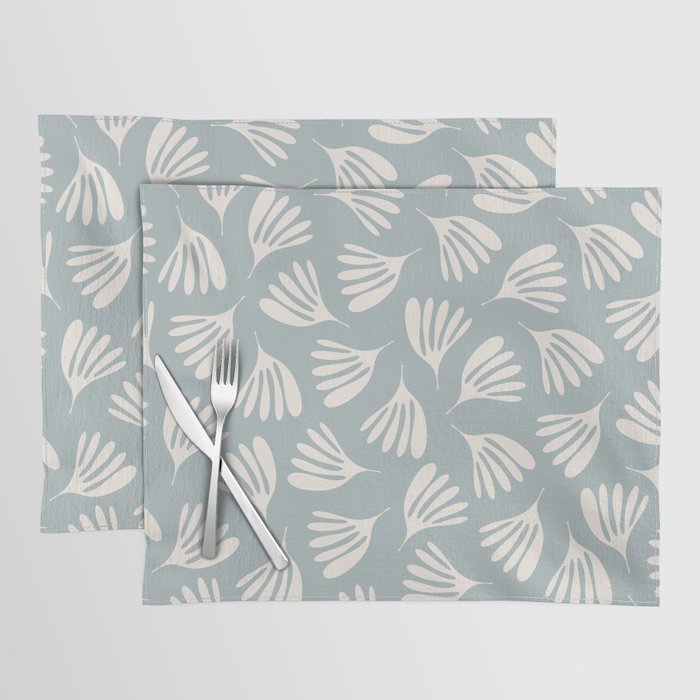 Wispy Leaves Contemporary Abstract Pattern in Light Blue-Gray and Cream Placemat Gallery Image 1