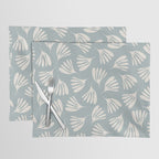 Wispy Leaves Contemporary Abstract Pattern in Light Blue-Gray and Cream Placemat Gallery Image 1