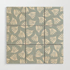 Wispy Leaves Contemporary Abstract Pattern in Light Blue-Gray and Cream Wood Wall Art Gallery Image 1