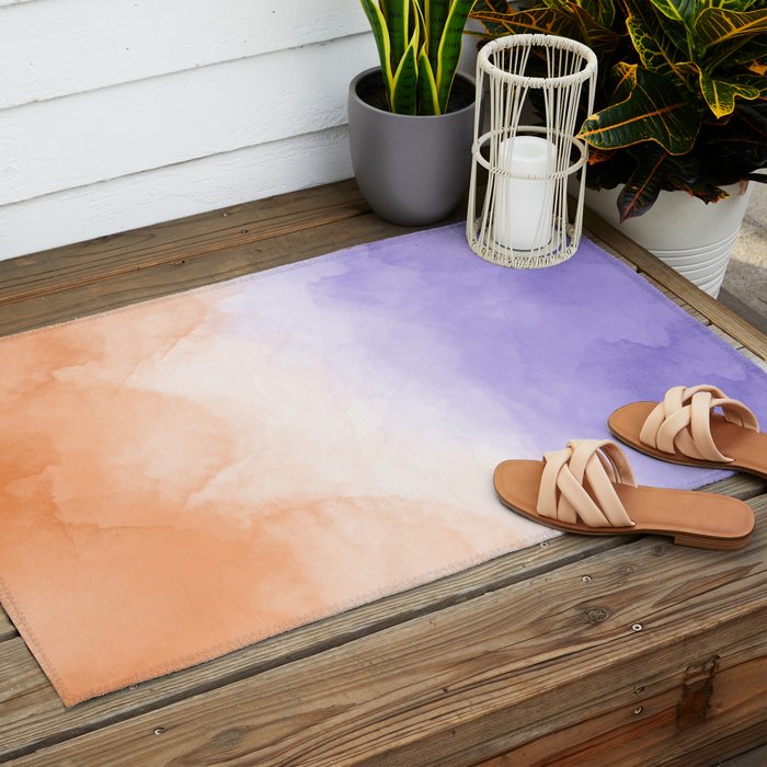 Tie dye lilac peach A Outdoor Rug Gallery Image 2