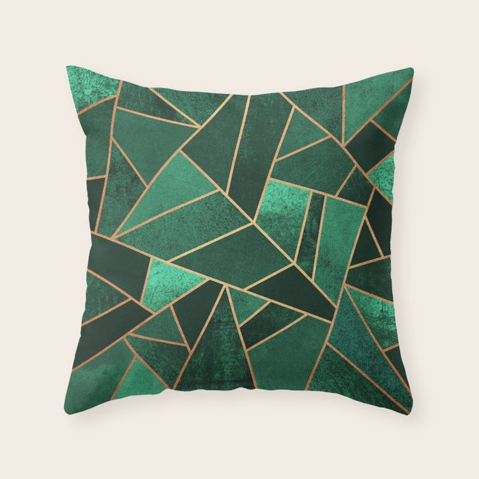 Emerald and Copper Throw Pillow Gallery Image 1