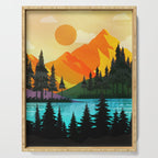 Colorful sunset near the peaceful forest lake Serving Tray Gallery Image 1