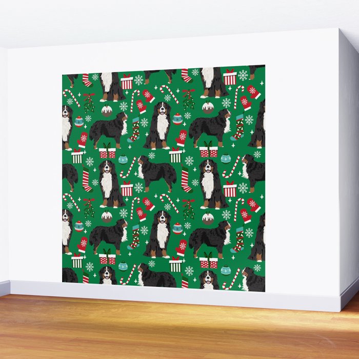 Bernese Mountain Dog christmas dog breed gifts mittens stockings presents candy canes Wall Mural Gallery Image 2