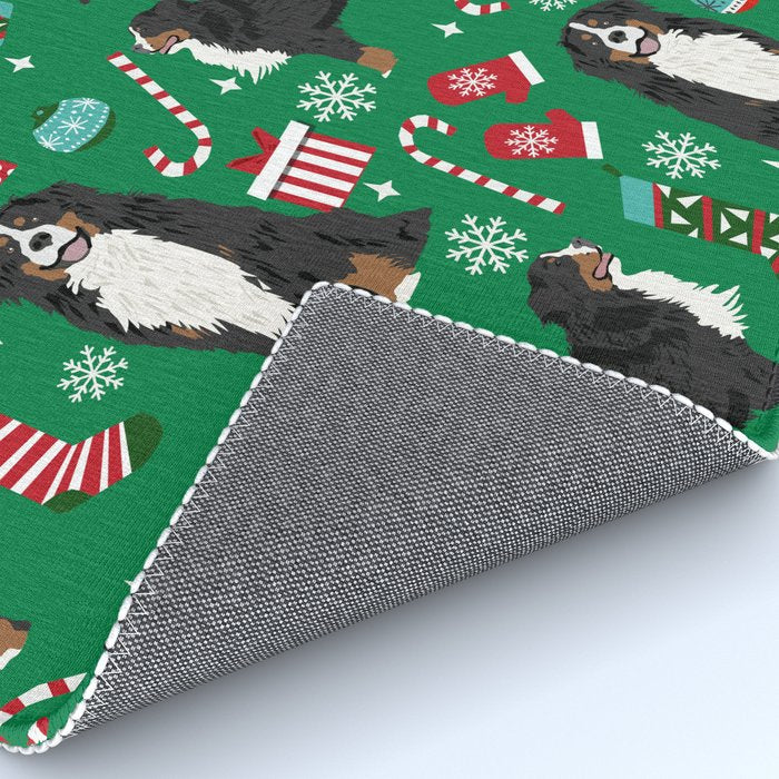 Bernese Mountain Dog christmas dog breed gifts mittens stockings presents candy canes Rug Gallery Image 4