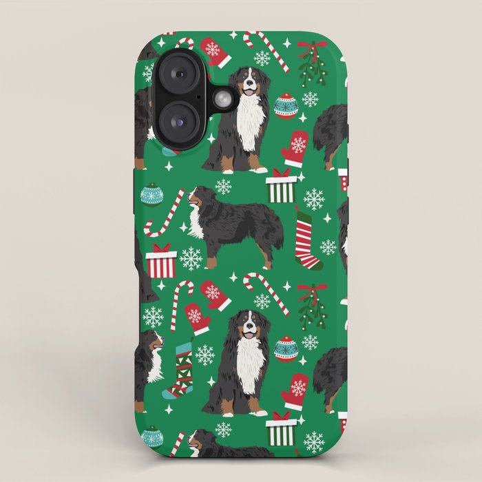 Bernese Mountain Dog christmas dog breed gifts mittens stockings presents candy canes iPhone Case Gallery Image 1