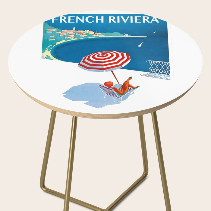 1954 FRENCH RIVIERA Travel Poster Side Table Gallery Image 2