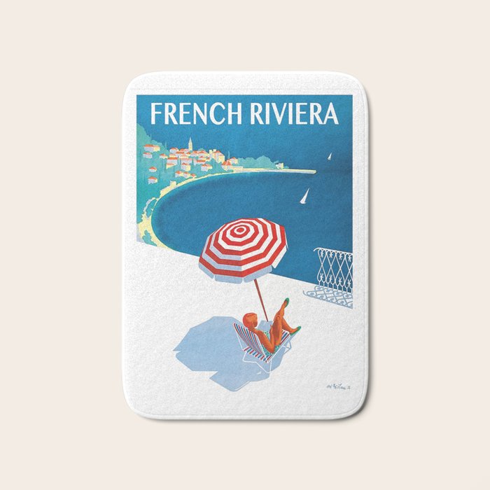 1954 FRENCH RIVIERA Travel Poster Bath Mat Gallery Image 1