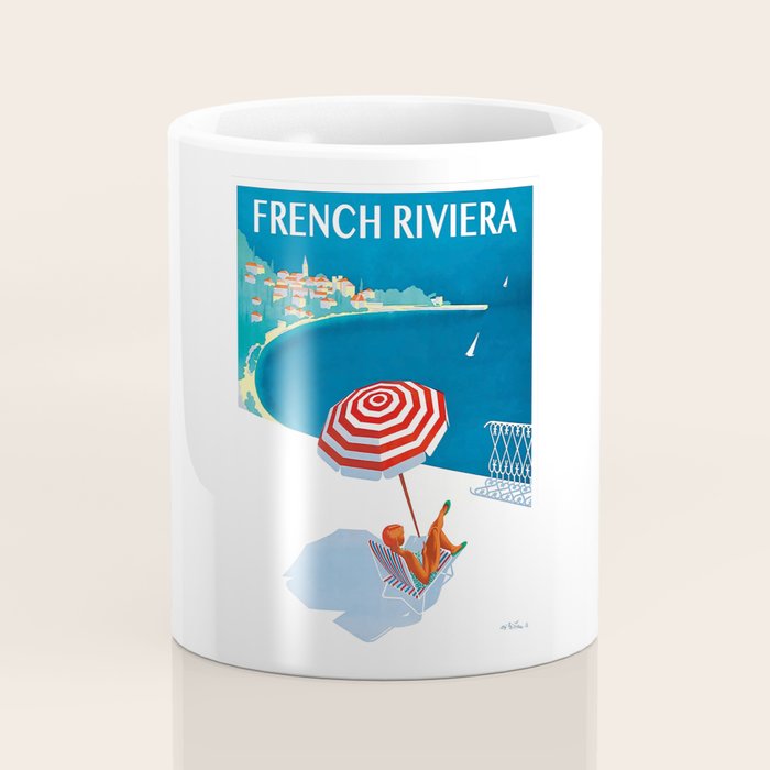 1954 FRENCH RIVIERA Travel Poster Coffee Mug Gallery Image 4