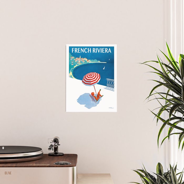 1954 FRENCH RIVIERA Travel Poster Poster Gallery Image 2