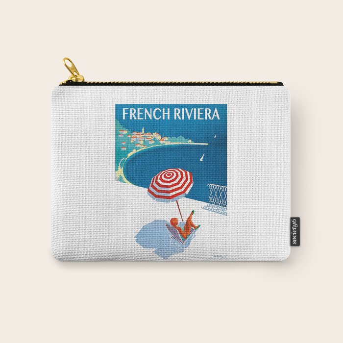1954 FRENCH RIVIERA Travel Poster Carry All Pouch Gallery Image 1