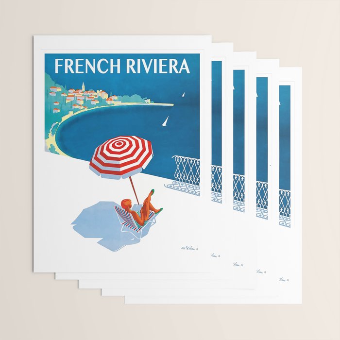 1954 FRENCH RIVIERA Travel Poster Wrapping Paper Gallery Image 3