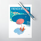 1954 FRENCH RIVIERA Travel Poster Wrapping Paper Gallery Image 1