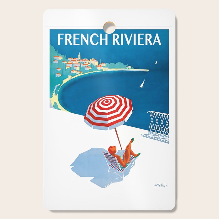 1954 FRENCH RIVIERA Travel Poster Cutting Board Gallery Image 1