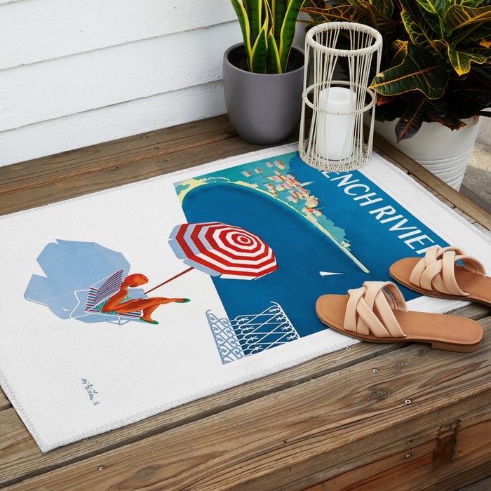 1954 FRENCH RIVIERA Travel Poster Outdoor Rug Gallery Image 2