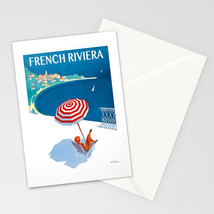 1954 FRENCH RIVIERA Travel Poster Stationery Card Gallery Image 2