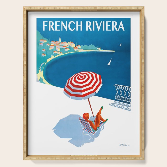 1954 FRENCH RIVIERA Travel Poster Serving Tray Gallery Image 1
