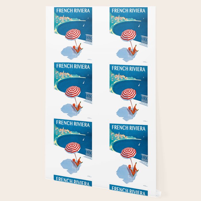 1954 FRENCH RIVIERA Travel Poster Wallpaper Gallery Image 2