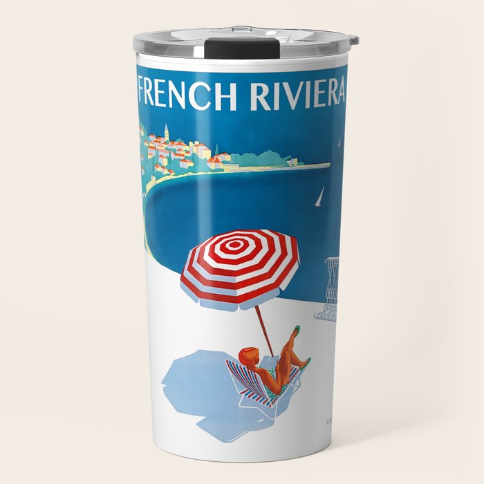 1954 FRENCH RIVIERA Travel Poster Travel Mug Gallery Image 1