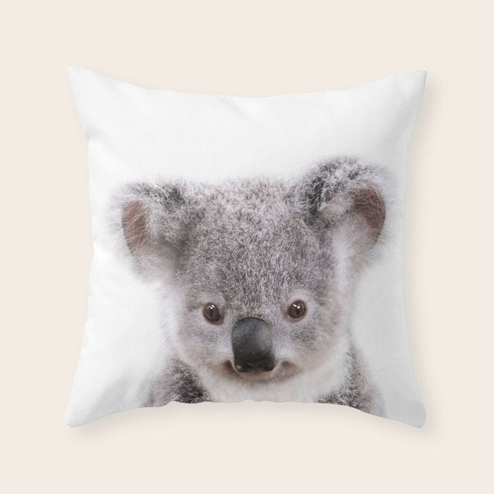 Baby Koala, Art for Kids, Nursery Art, Baby Animals Art Print By Synplus Throw Pillow Gallery Image 1