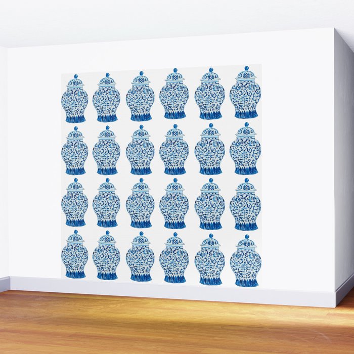 Blue and White Ginger Jars  Wall Mural Gallery Image 2